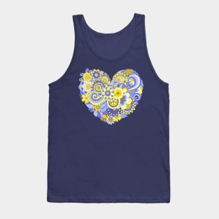 Yellow and Blue Elegant Floral Design Tank Top